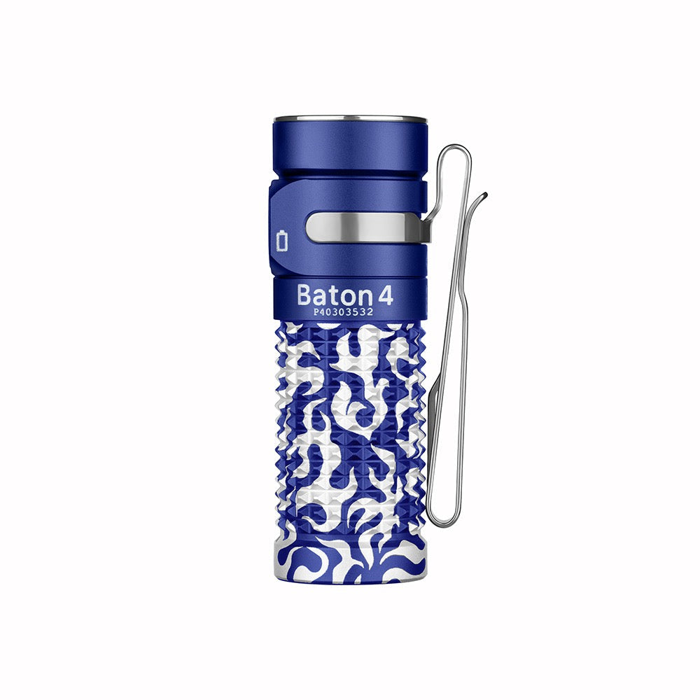 Olight Baton 4 1300 Lumen Rechargeable Compact Powerful EDC Flashlight - Blue Phantom