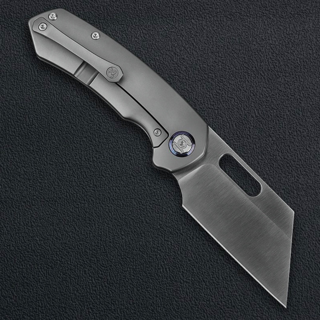 Kunwu Primo – 3.42″ VANCRON Blade, Satin Finish, Beadblast Titanium Handle, 3D Clip (K710T-1A)