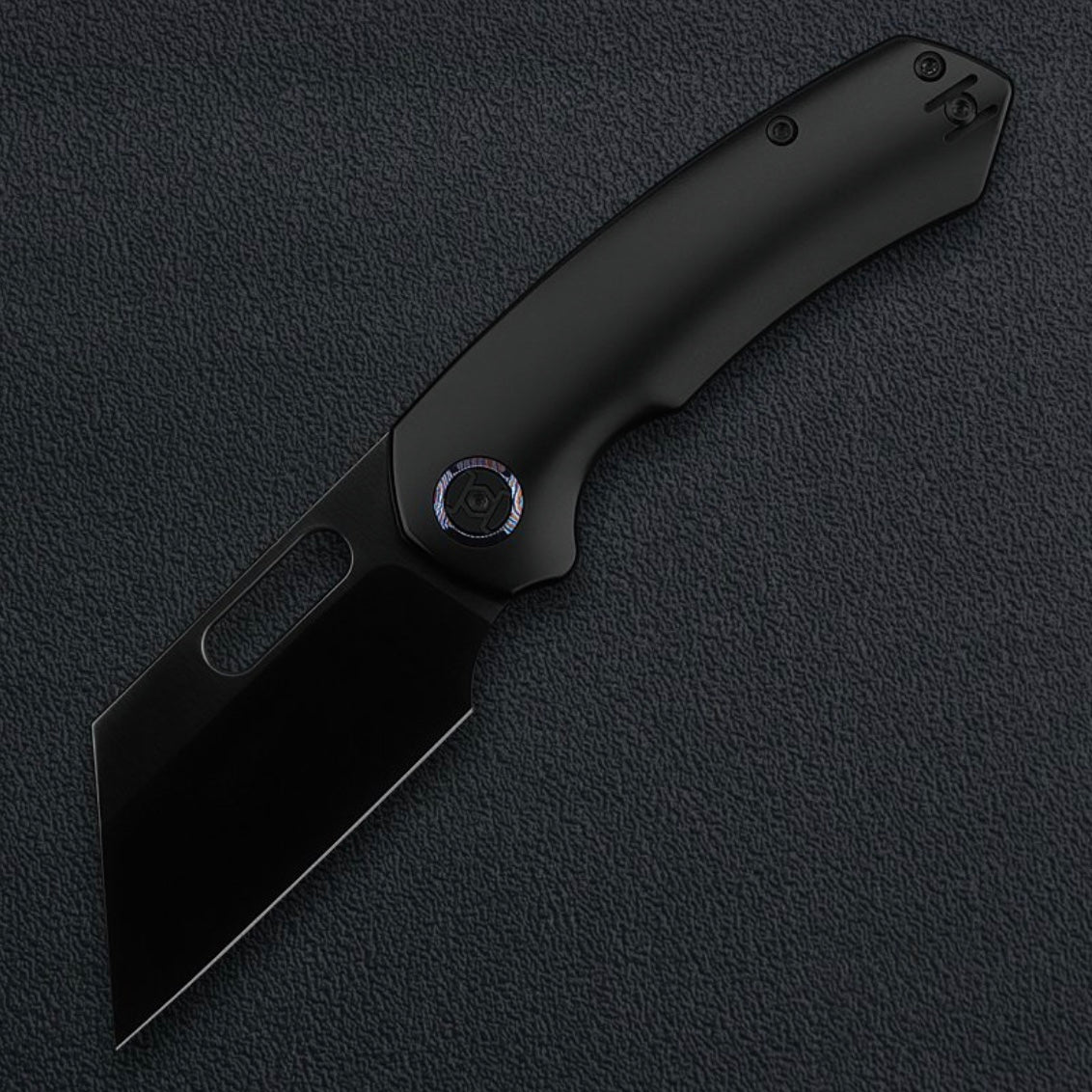 Kunwu Primo – 3.42″ Satin DLC VANCRON Blade, Full PVD Black Titanium Handle, 3D Clip (K710T-4B)