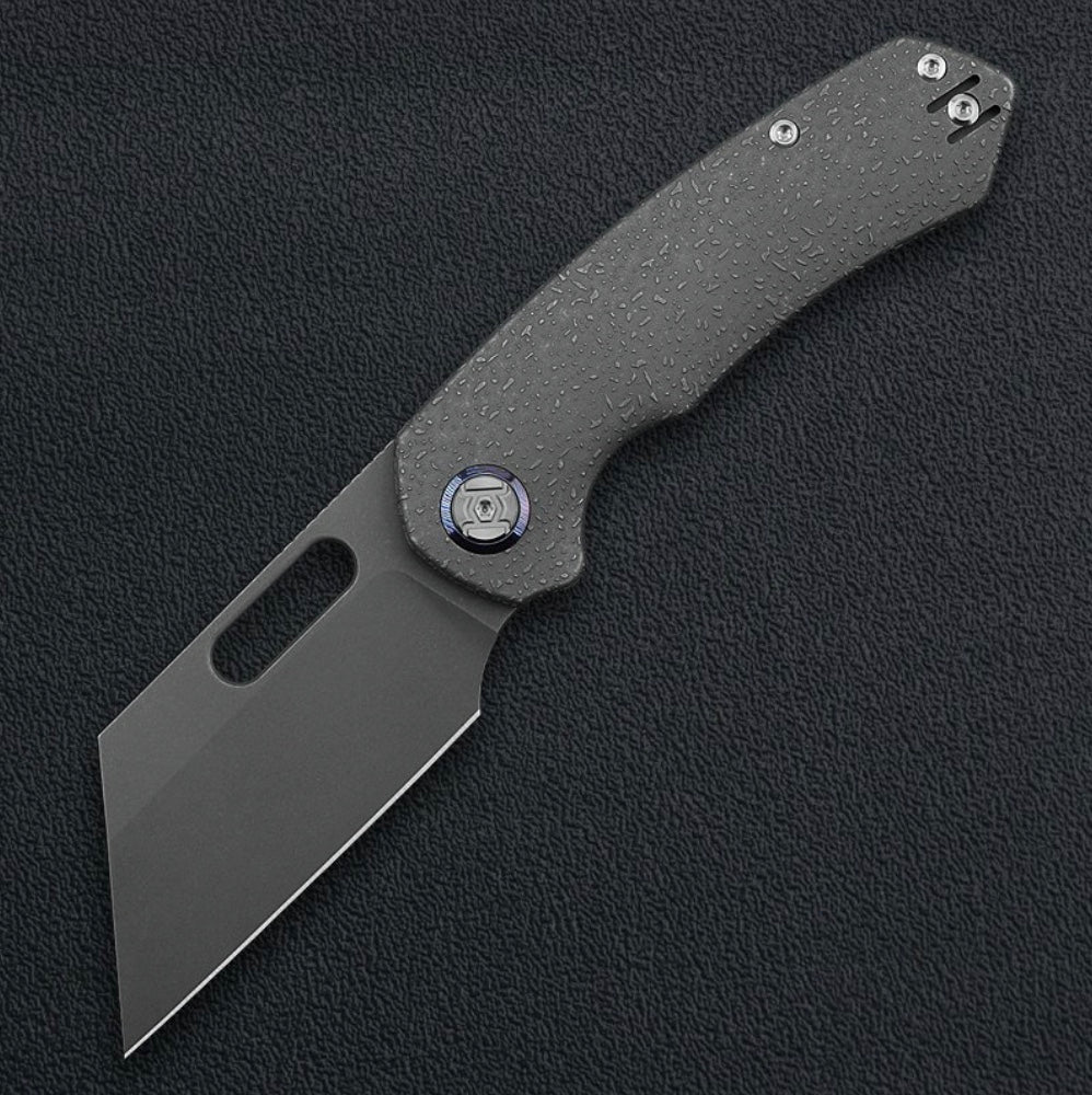 Kunwu Primo – 3.42″ Stonewashed VANCRON Blade, Raindrop Textured Titanium Handle (K710T-R1S)