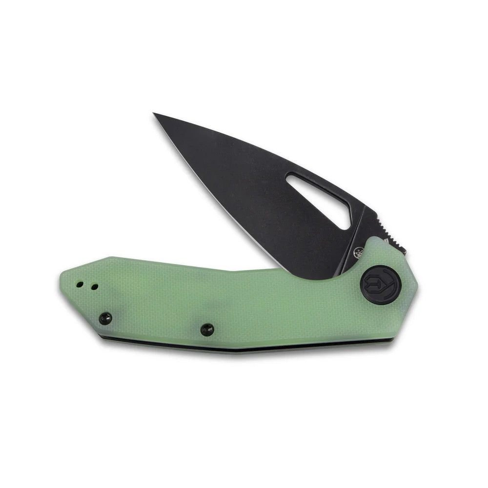 Kubey Coeus Folding Pocket Knife 3.11in Dark Stonewashed D2 Steel Jade Textured G10 Handles