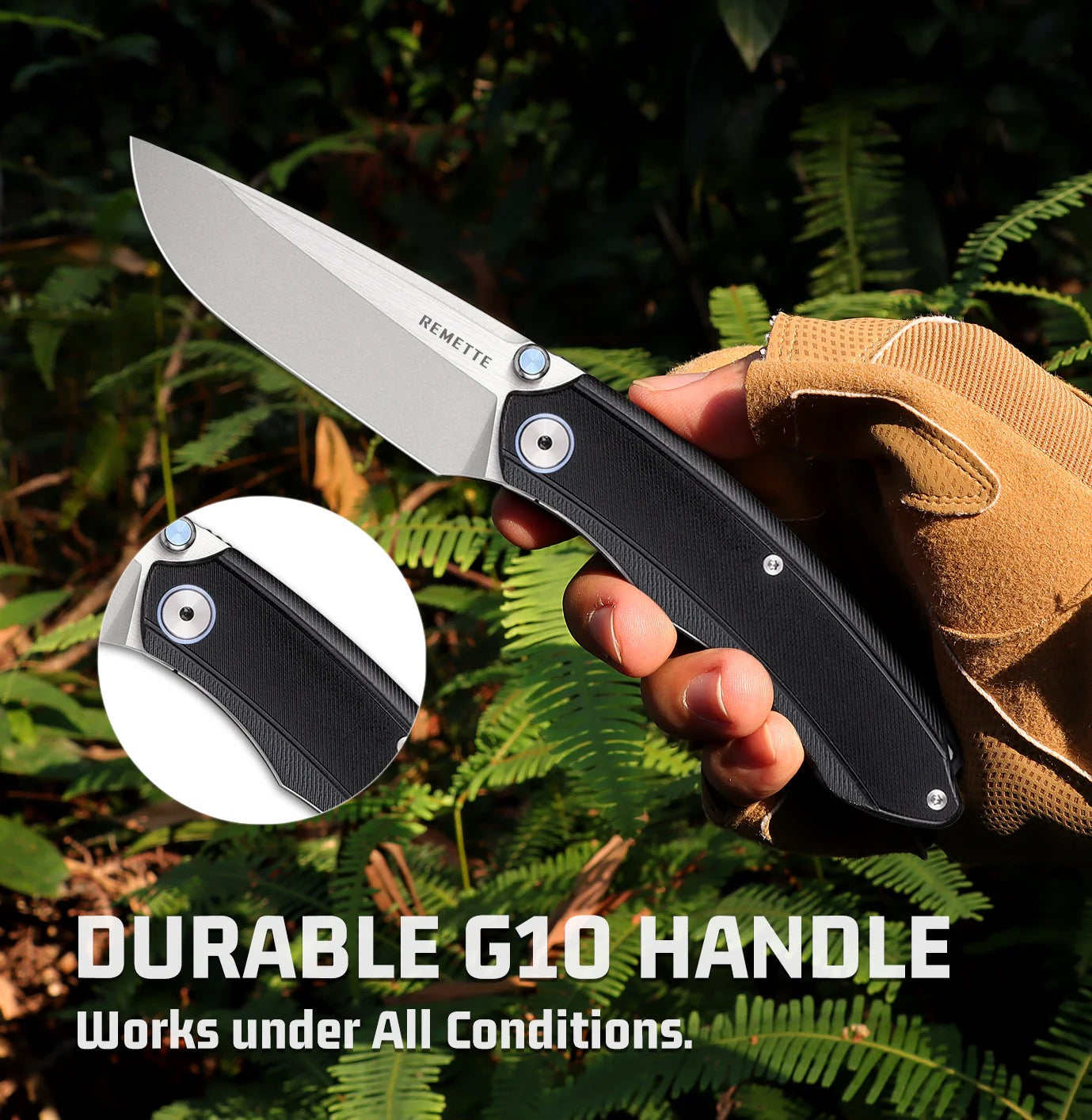 Remette Wild Species GC103-B closed – 3.27″ 14C28N drop point folding knife, black G10 handle