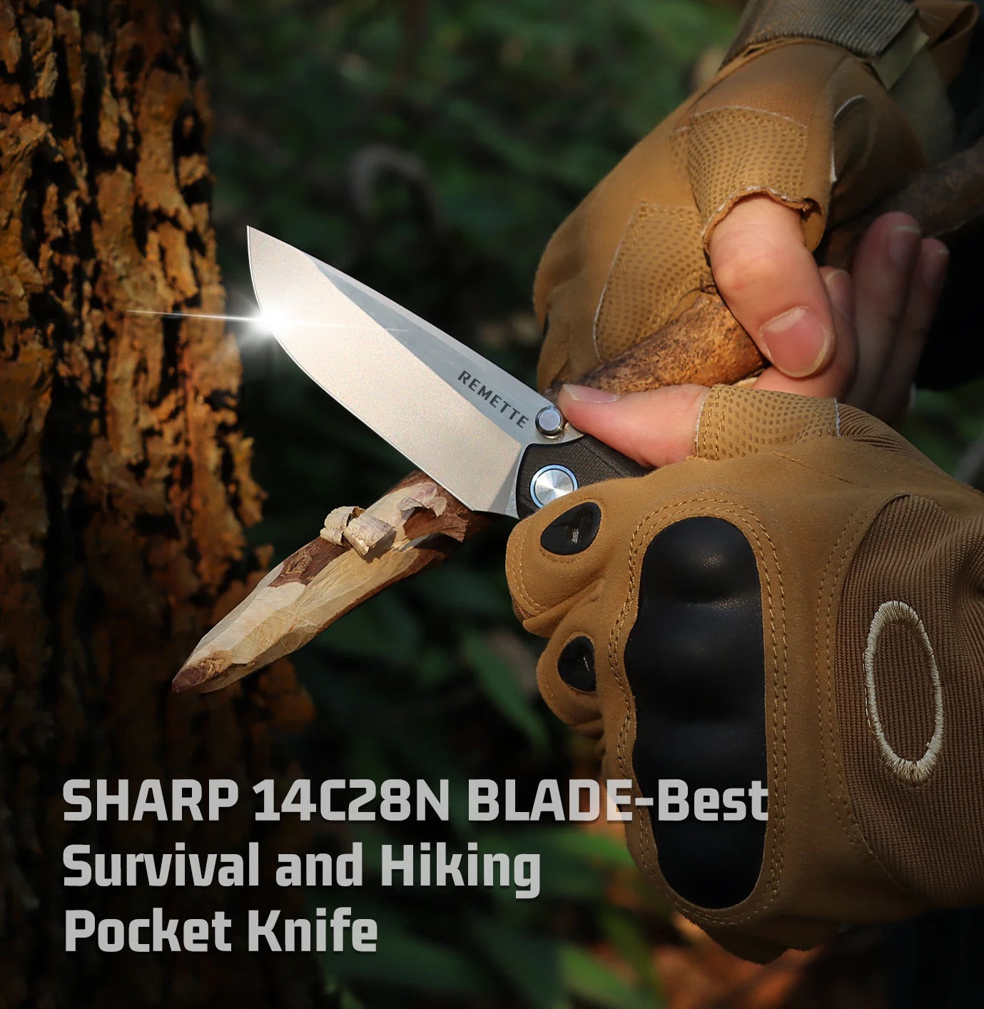 Remette Wild Species GC103-B open position – 3.27″ 14C28N drop point folding knife, black G10 handle
