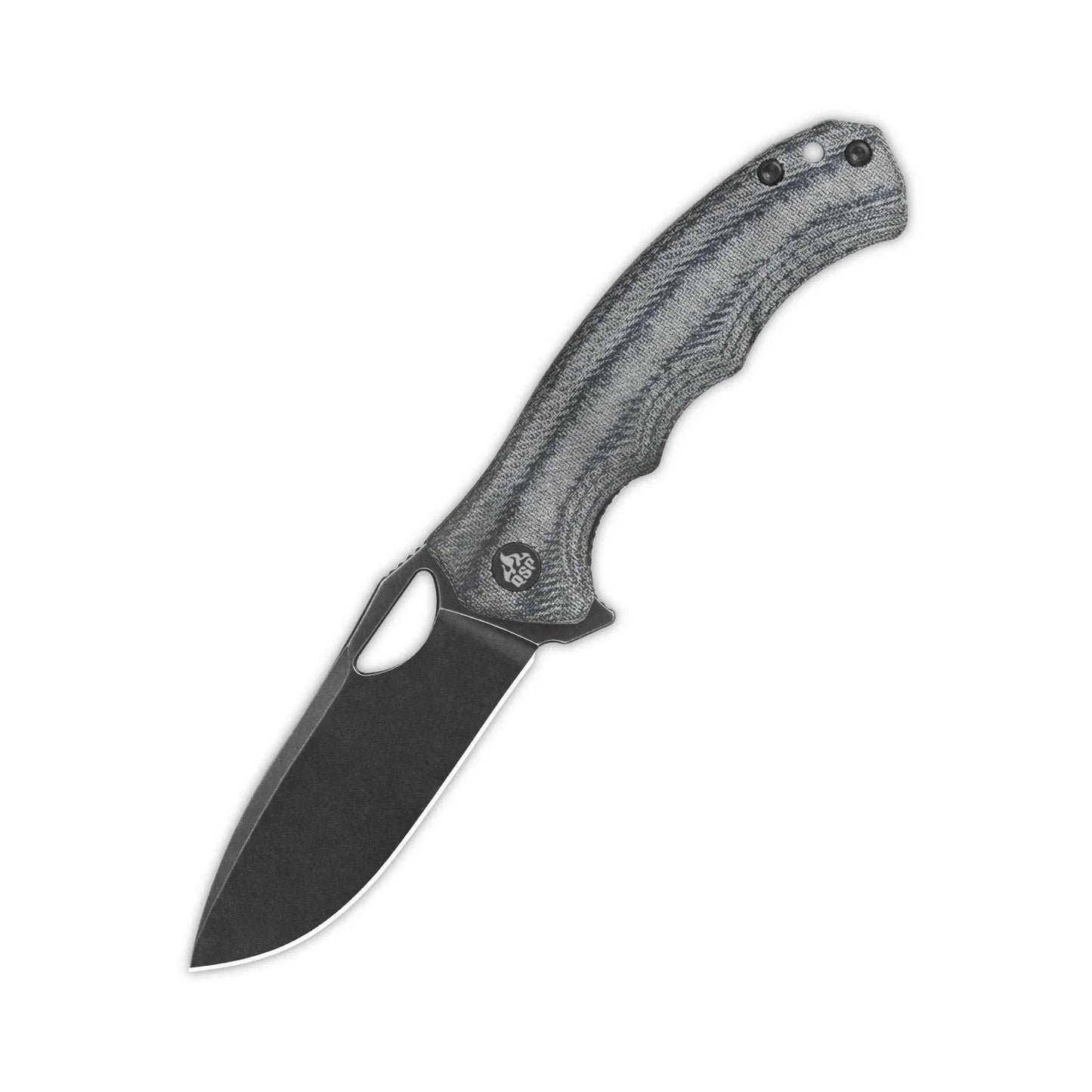 QSP Gorilla 3.37in Black Stonewashed 14C28N Blade Denim Micarta Handles QS153-B2