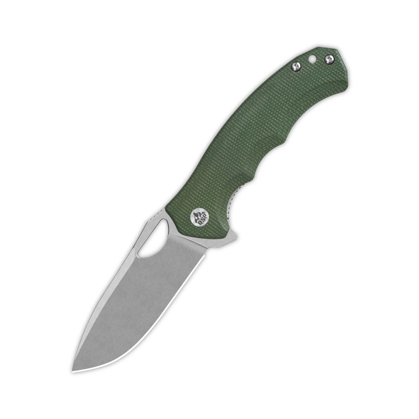 QSP Gorilla 3.37in Stonewashed 14C28N Blade Green Micarta Handle QS153-C1