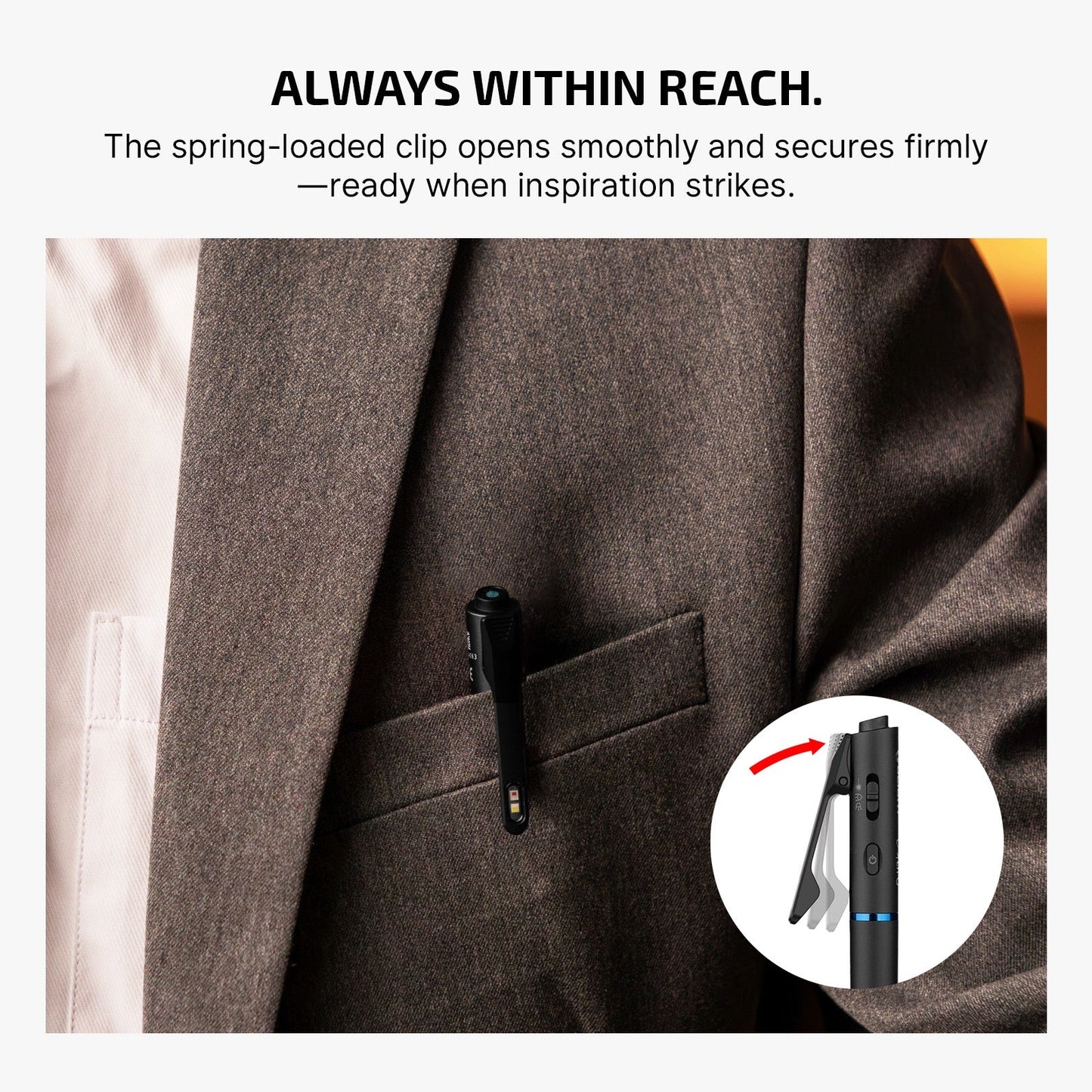 Olight O'Pen 3 Black hidden USB-C charging port