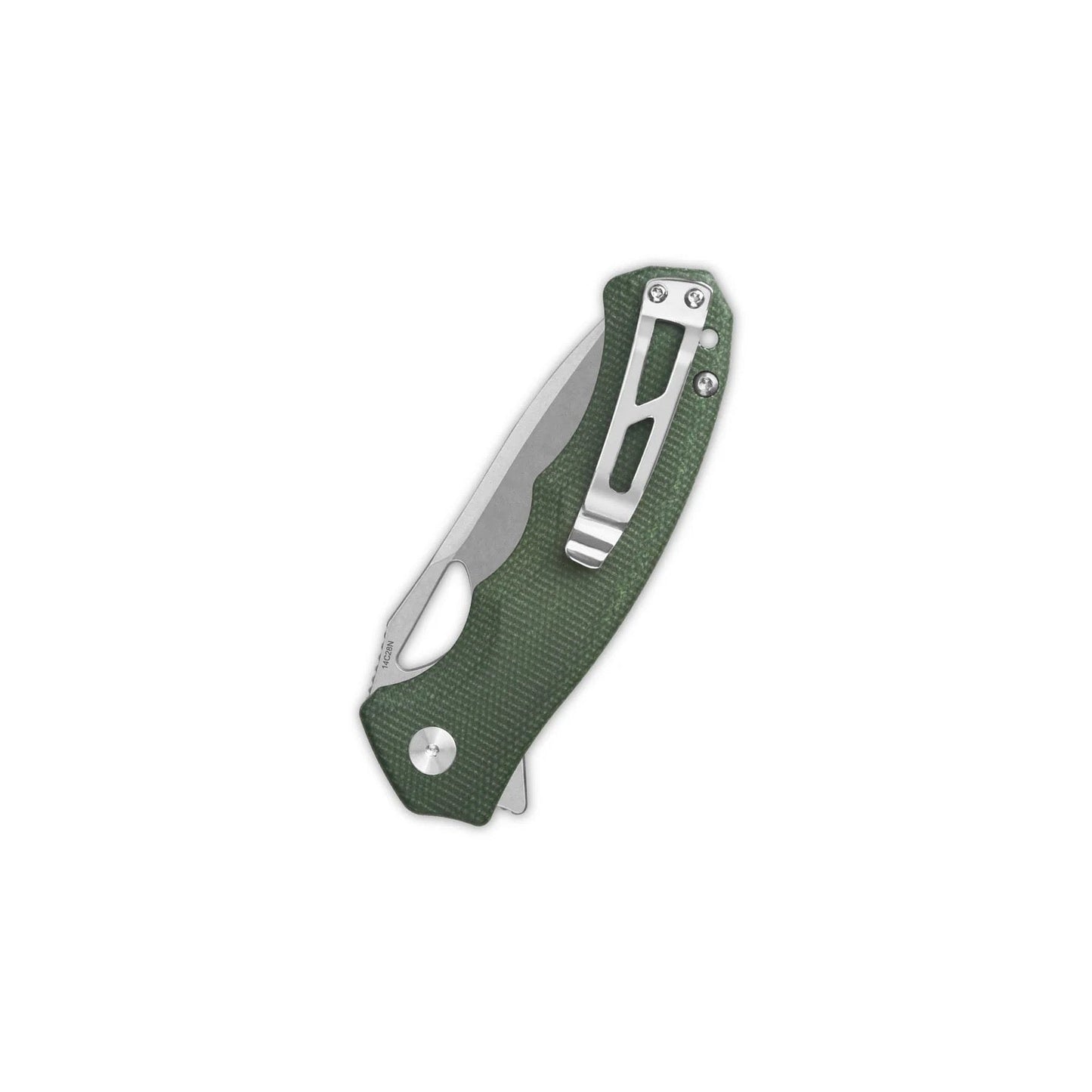 QSP Gorilla 3.37in Stonewashed 14C28N Blade Green Micarta Handle QS153-C1