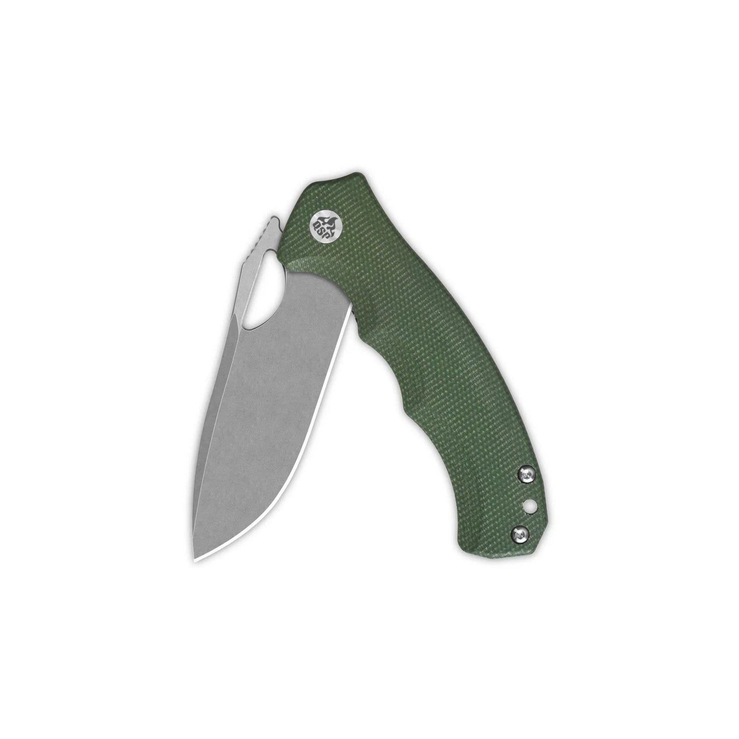QSP Gorilla 3.37in Stonewashed 14C28N Blade Green Micarta Handle QS153-C1