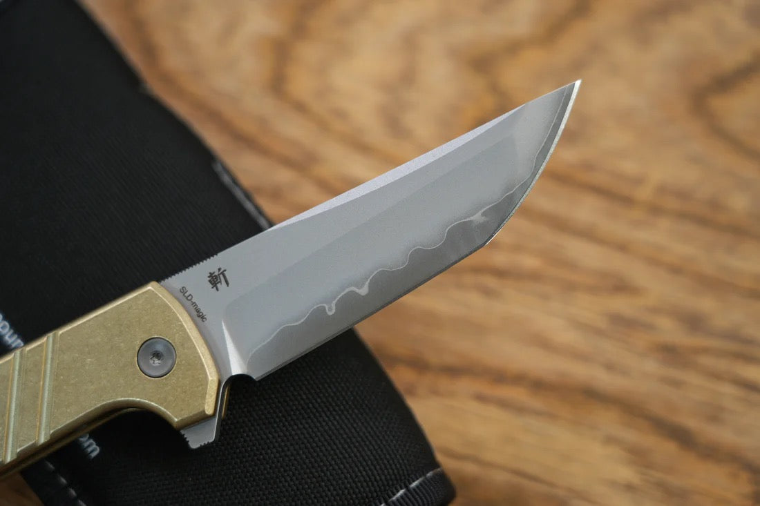 North Mountain Blade Chop 2 Stipe – 3.5" SLD-Magic San Mai Tanto | Aluminum Bronze Handle (2410E)