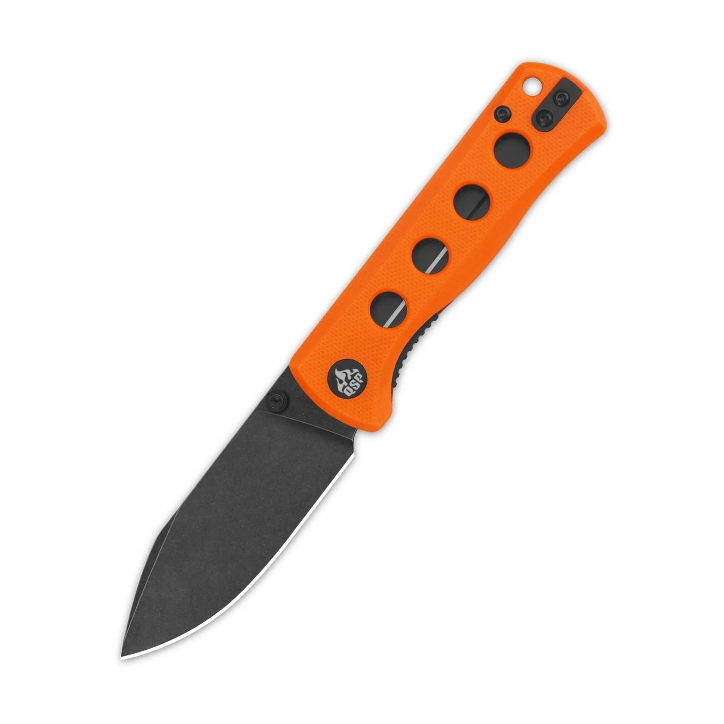 QSP Canary Folder 2.84in Black Stonewashed 14C28N Blade Orange G10 Handle QS150-B2