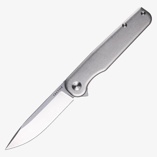 Tactile Knife Co Rockwall Flipper Stonewashed 3.4in Magnacut Blade Titanium Contoured Handles