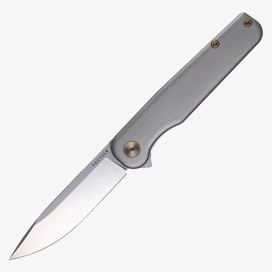 Tactile Knife Co Rockwall Flipper Slate Gray 3.4in Magnacut Blade Titanium Contoured Handles