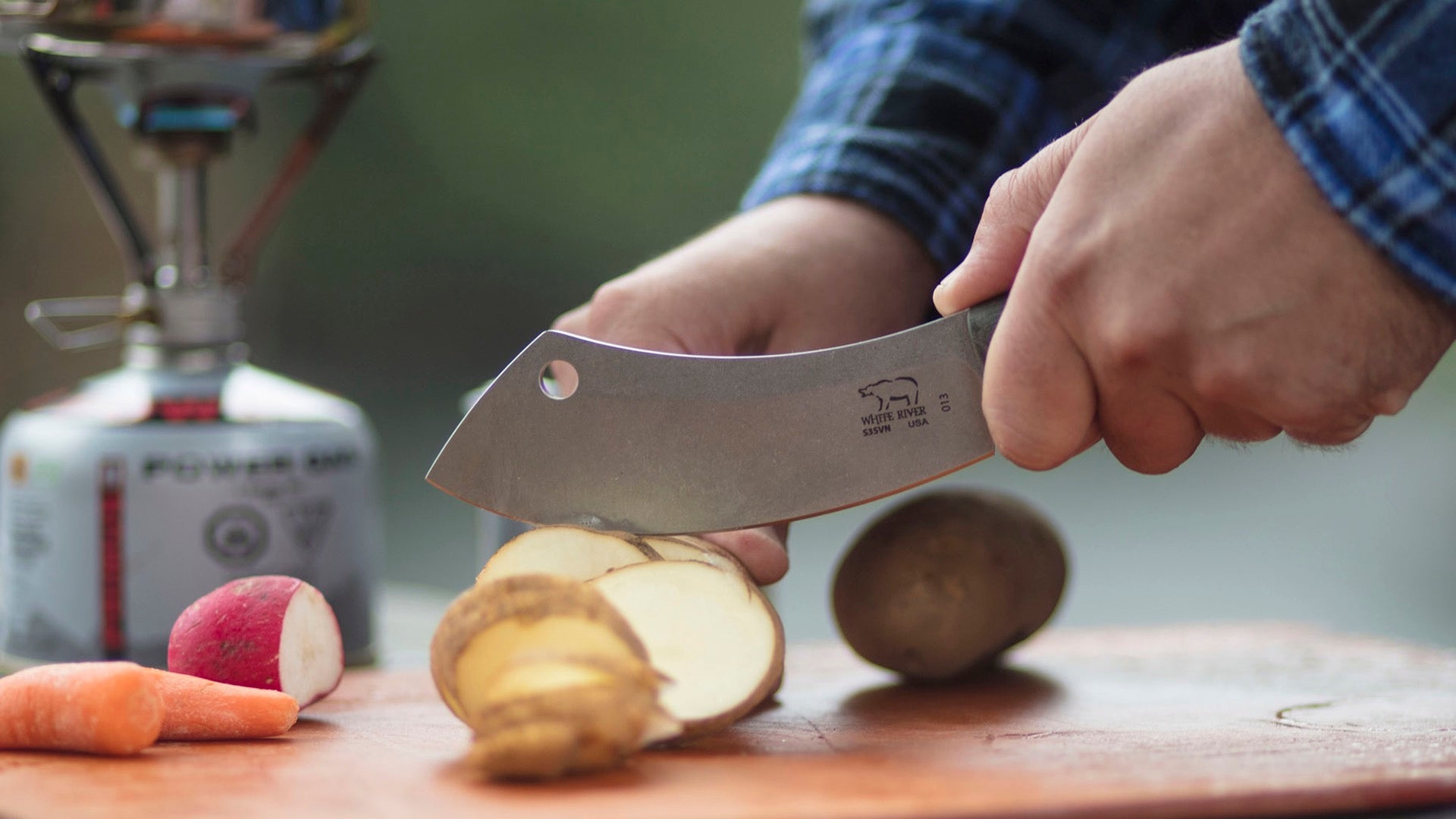 White River Camp Cleaver WRCC55-BNA full tang construction detail