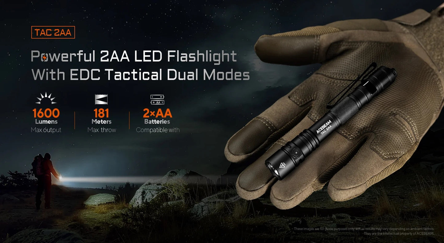 Acebeam TAC 2AA Desert – 1,400 Lumen Tactical Pen-Style Flashlight | USB-C Rechargeable & AA Compatible