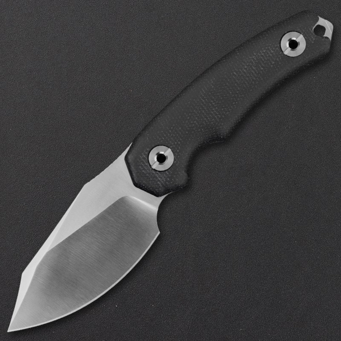 Kunwu Stiffy D. Fixed Blade – 3.54″ Satin Vanadis 4 Steel, Black Micarta Handle + Kydex Sheath (F706BK-2)