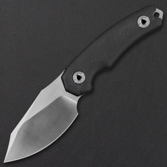 Kunwu Stiffy D. Fixed Blade – 3.54″ Satin Vanadis 4 Steel, Black Micarta Handle + Kydex Sheath (F706BK-2)