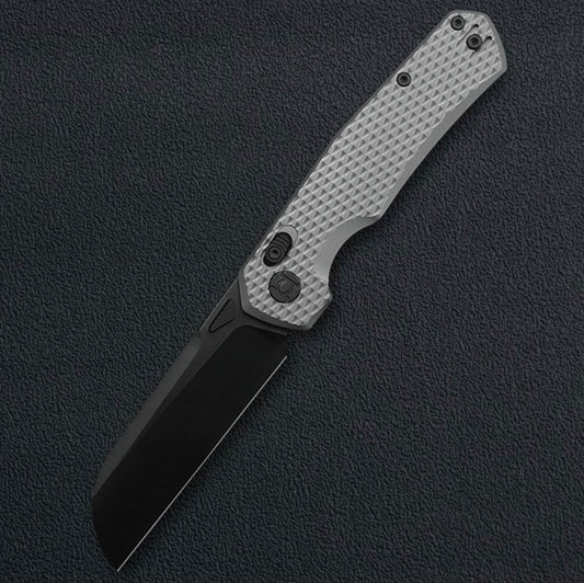 Kunwu Reverse Tux Chad – 3.77″ Satin DLC PM60 Blade, Textured Titanium Handle (SX703T-3)