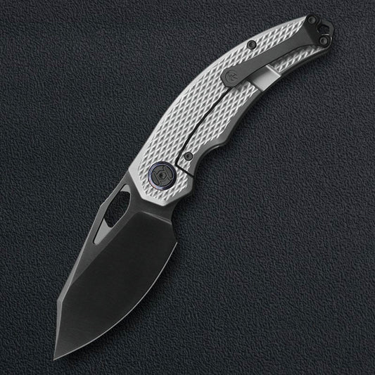 Kunwu Padre (Left-Handed) K706T-4-LT, 3.35″ DLC Vanax Blade, Titanium Handle, Frame Lock