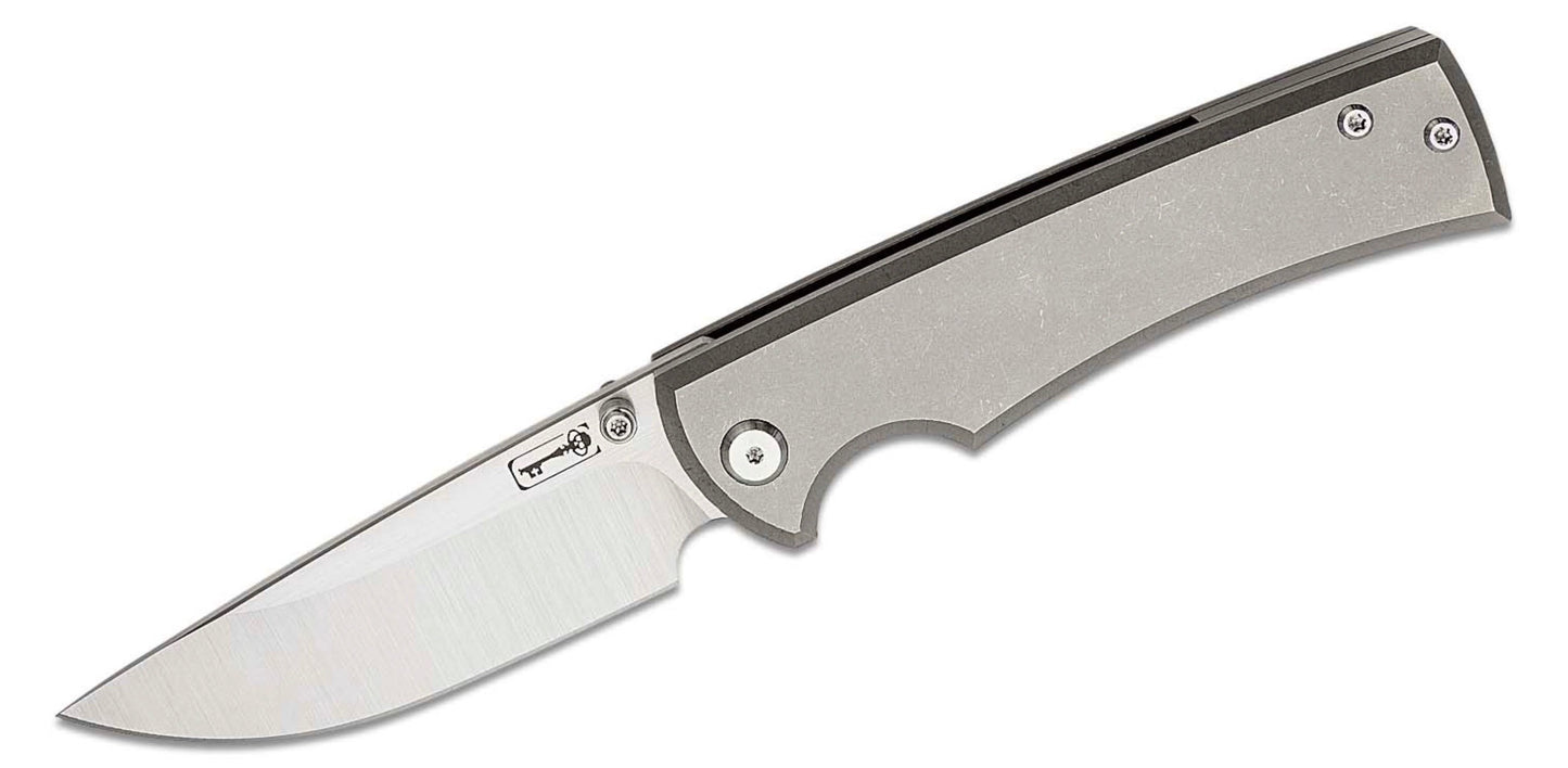 Chaves Ultramar Liberation 229 Folding Knife 3.25in Belt Satin M390 Blade Titanium Handles