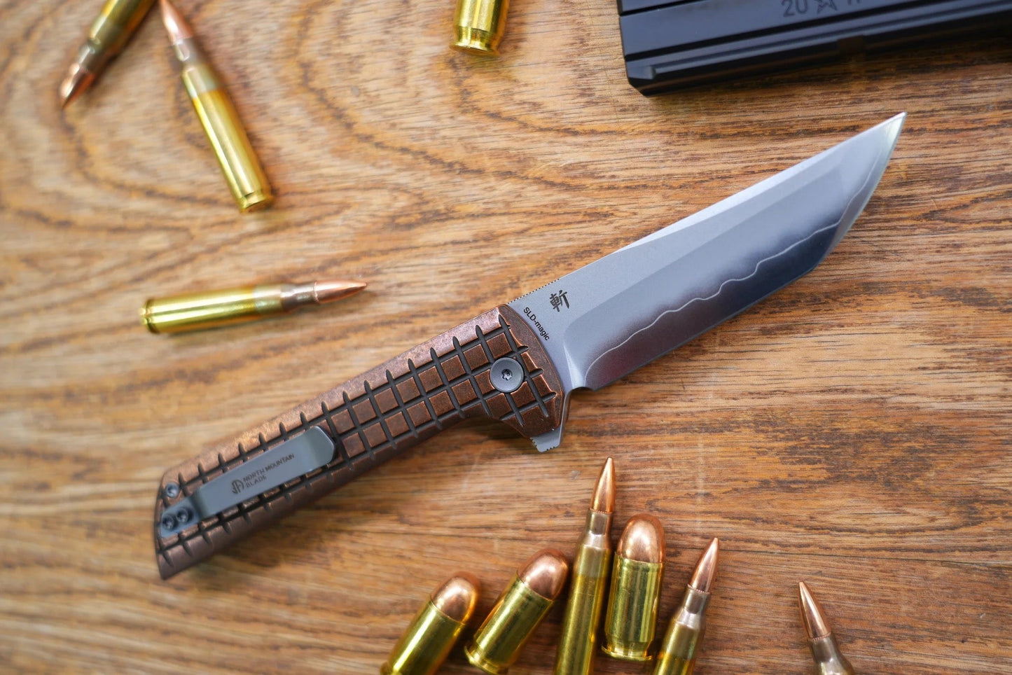 North Mountain Blade Chop 2 COPPER 3.5in Japanese SLD-Magic SAN MAI Steel Frag Pattern Copper Handle