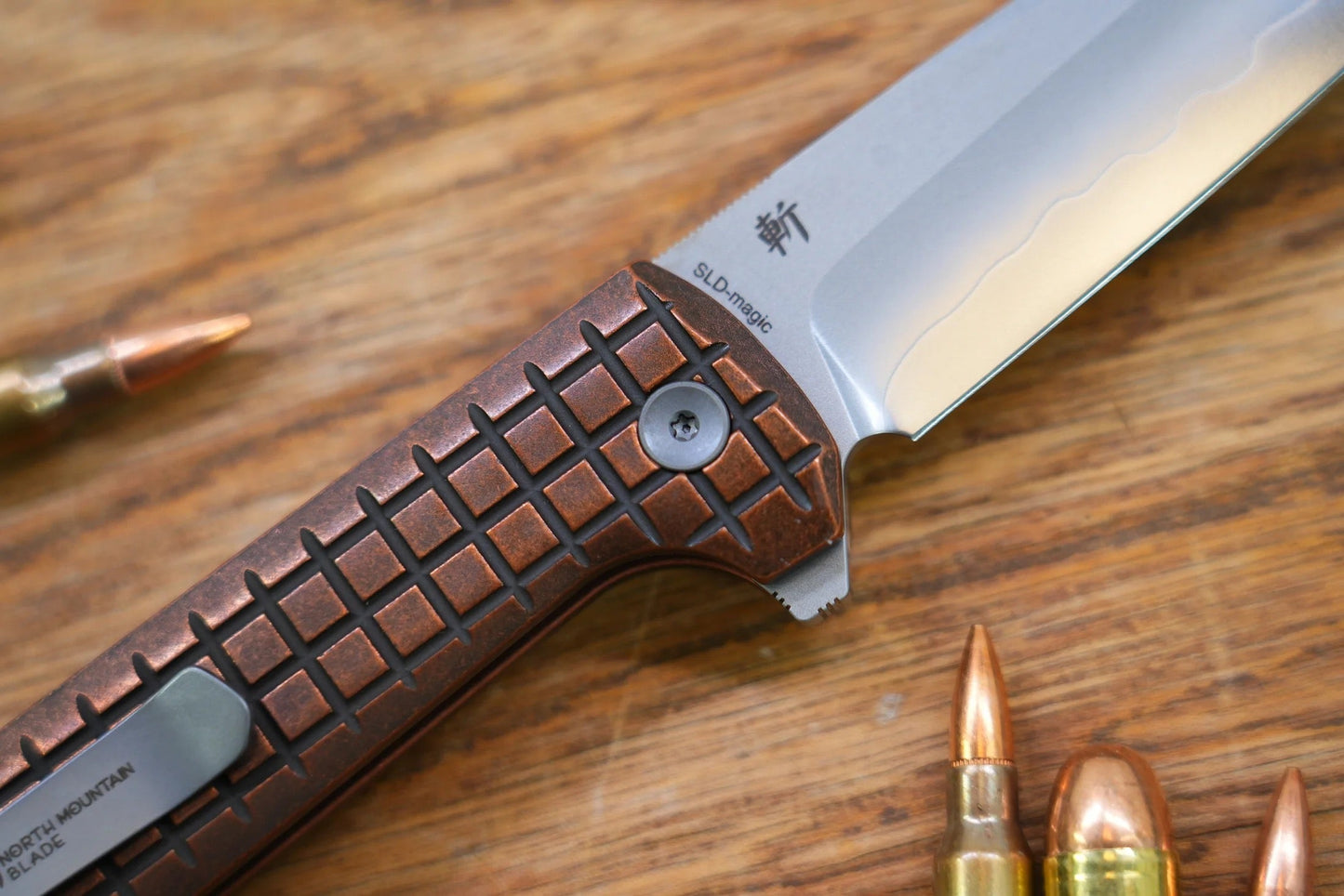 North Mountain Blade Chop 2 COPPER 3.5in Japanese SLD-Magic SAN MAI Steel Frag Pattern Copper Handle