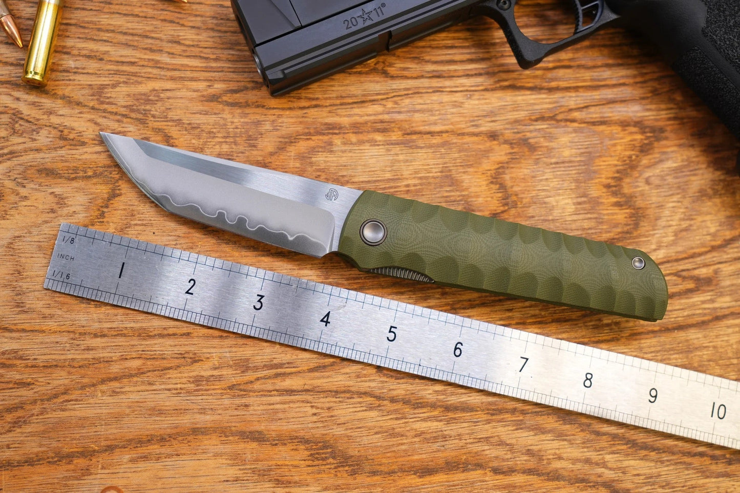 North Mountain Blade Kick Stop Chop Plus 4in Tanto SLD-Magic Blade Green G10 Handle