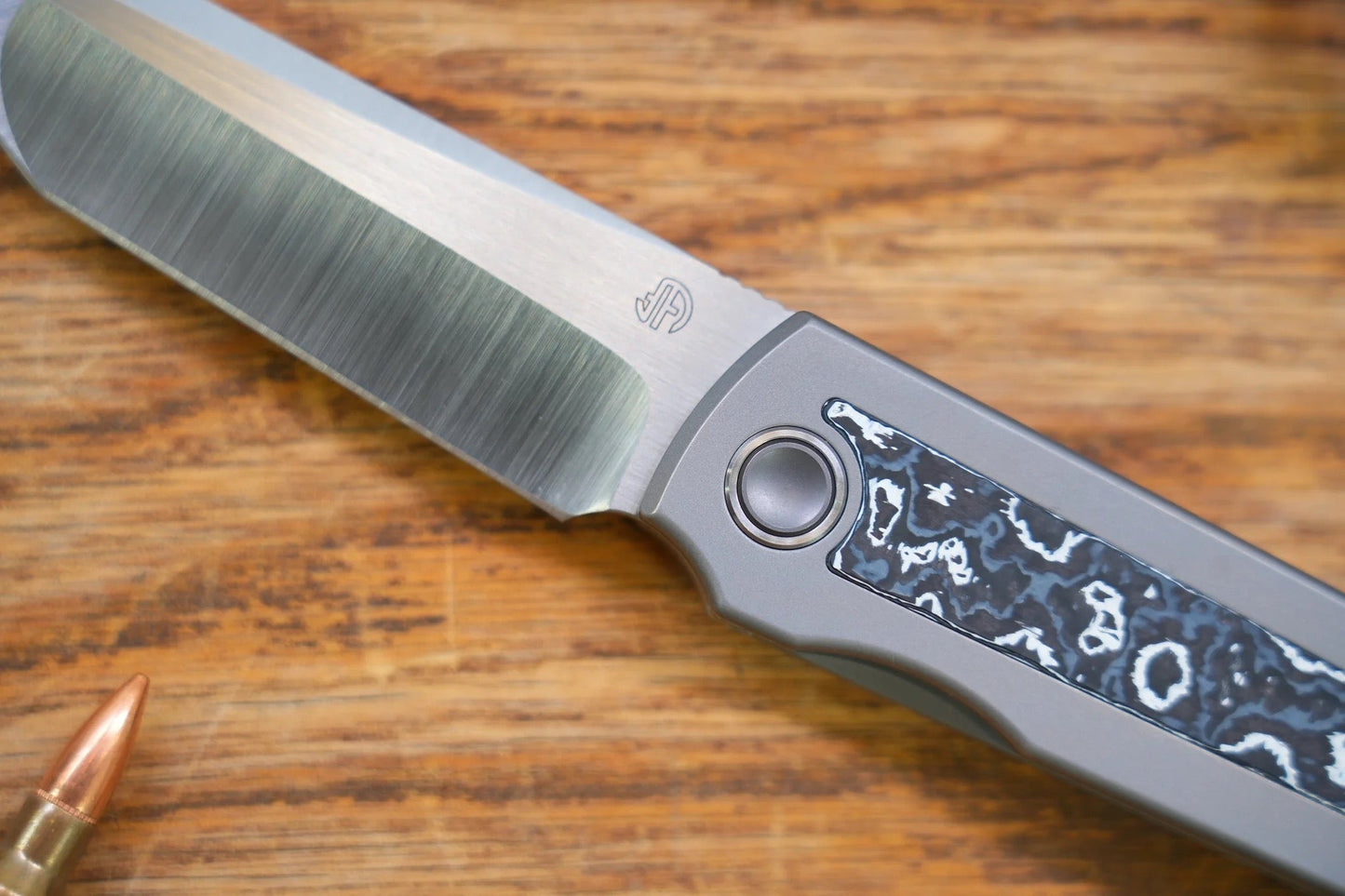 North Mountain Blade Kick Stop Chop Japanese Tanto M390 Blade Ceramic Carbon Fiber Inlay Titanium handle