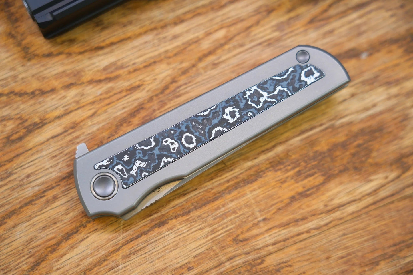 North Mountain Blade Kick Stop Chop Japanese Tanto M390 Blade Ceramic Carbon Fiber Inlay Titanium handle