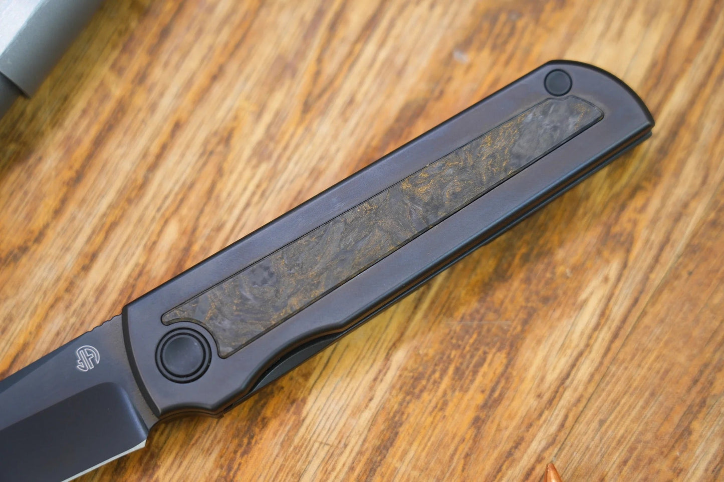 North Mountain Blade Kick Stop Chop Japanese Style DLC Tanto M390 Blade Dark Matter Carbon Fiber Inlay Titanium handle