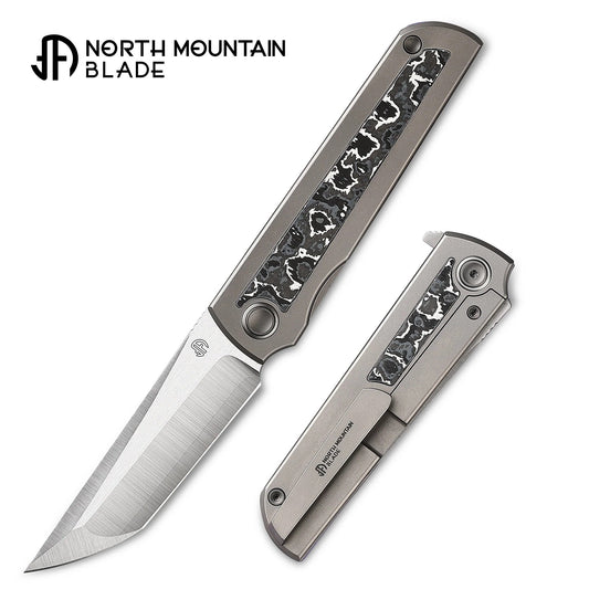 North Mountain Blade Kick Stop Chop Japanese Style ZDP-189 Titanium Handle Ceramic Carbon Fiber Inlay