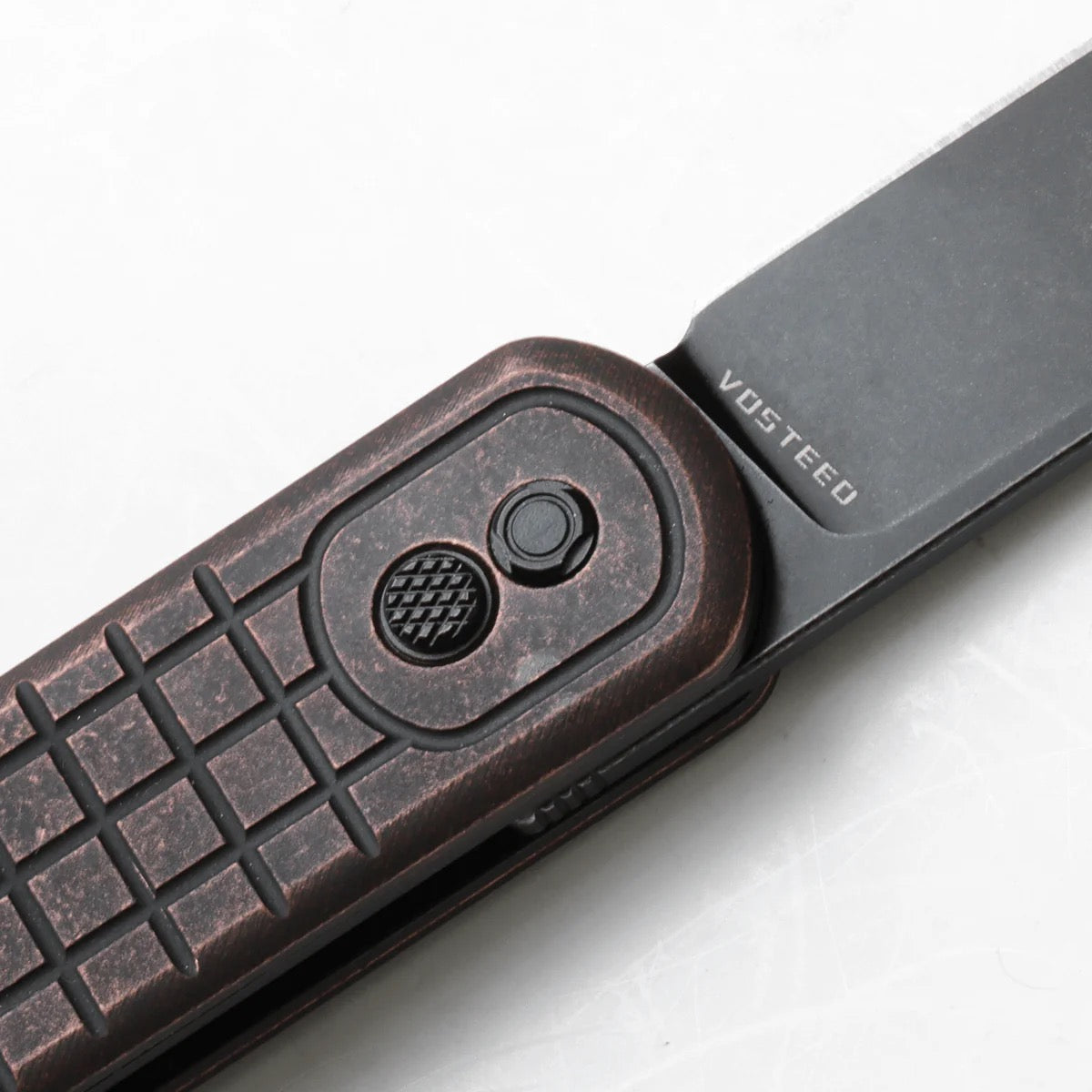 Vosteed Corgi CG29NTORF 2.99in Nitro-V Black Stonewashed Blade Copper Grid Handle