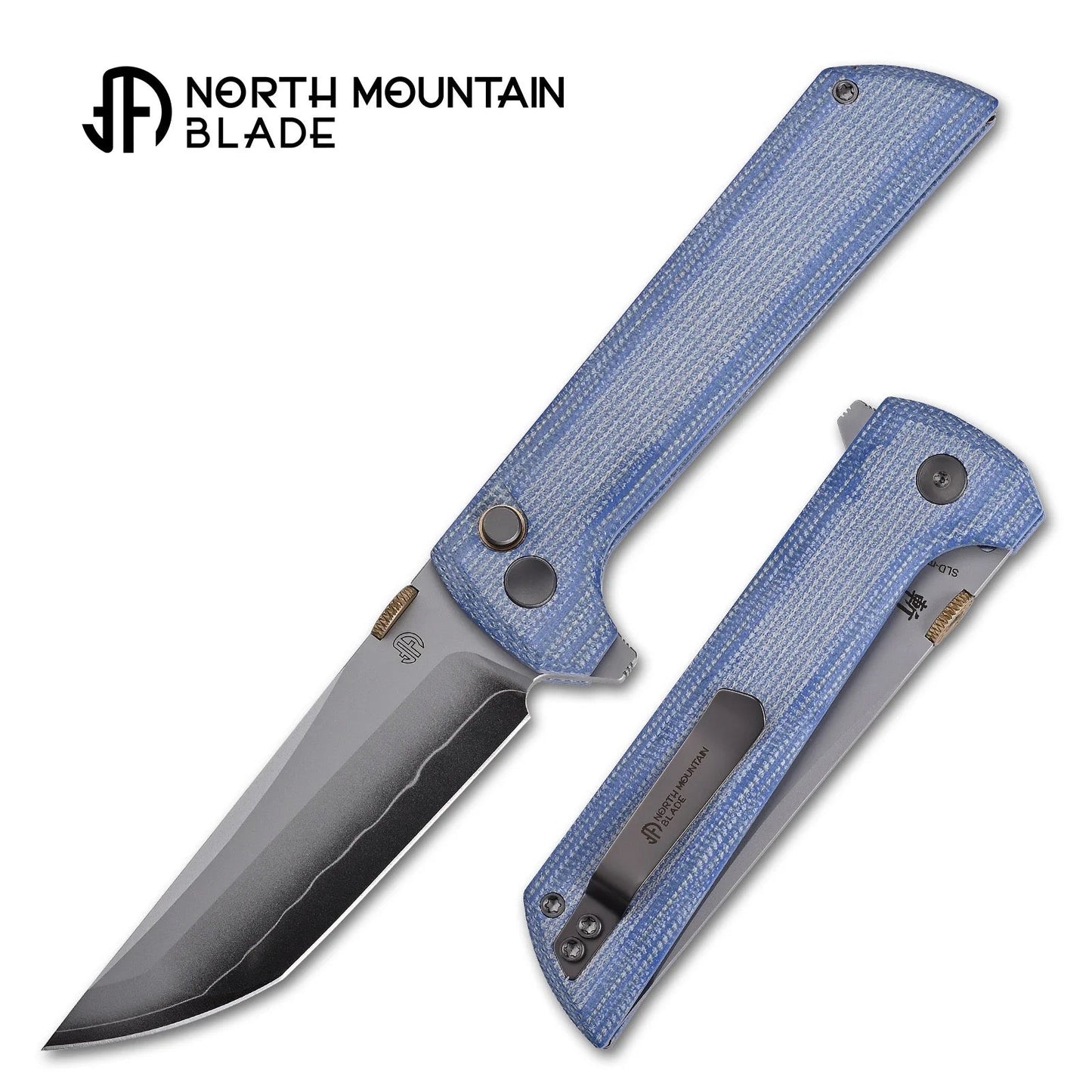 North Mountain Blade Chop2 3.5" SLD-MAGIC Blade Blue Canvas Micarta Handles 2406-BLMF