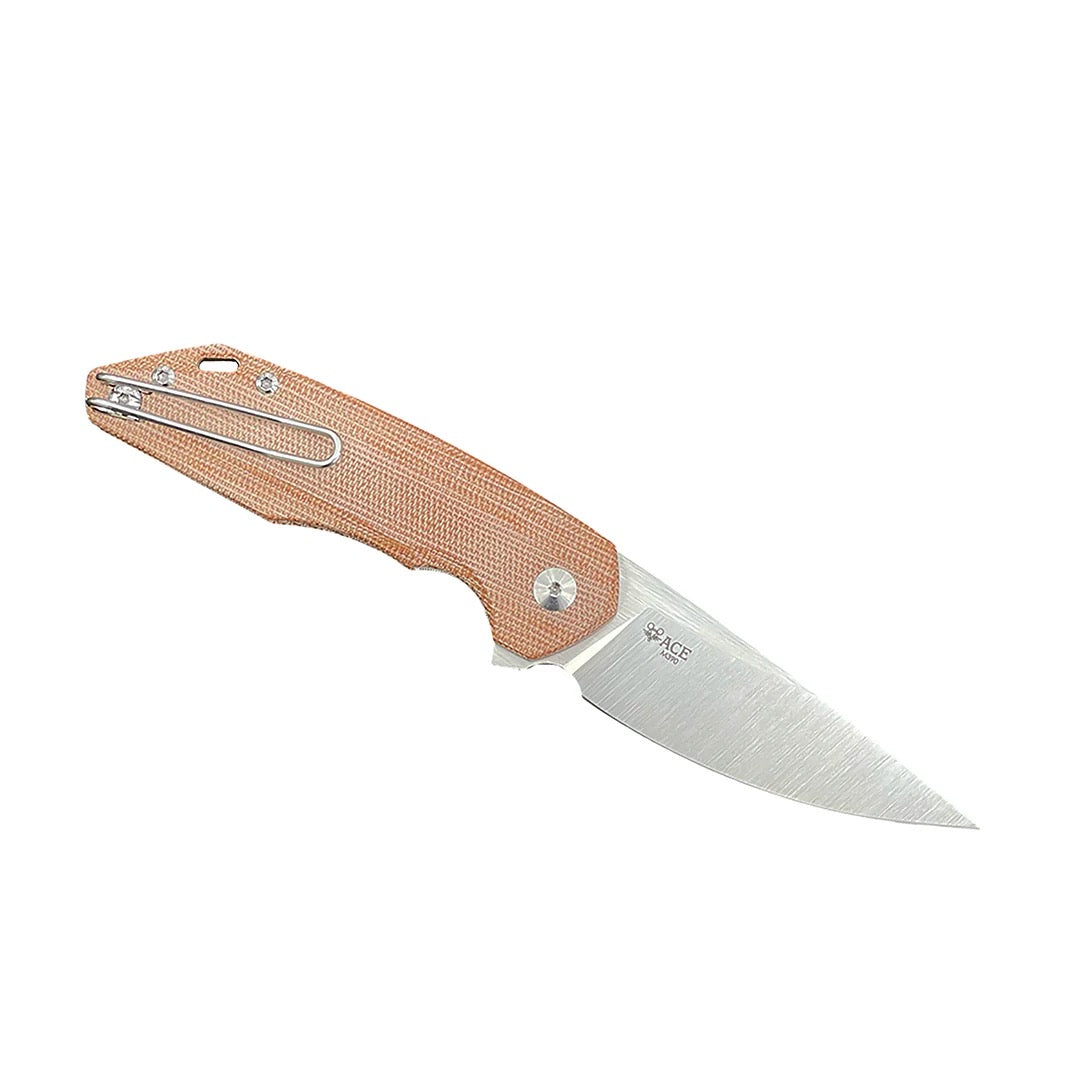 Giant Mouse ACE Corta 3.1in BÃ¶hler M390 Microclean Stainless Steel Natural Canvas Micarta Handle