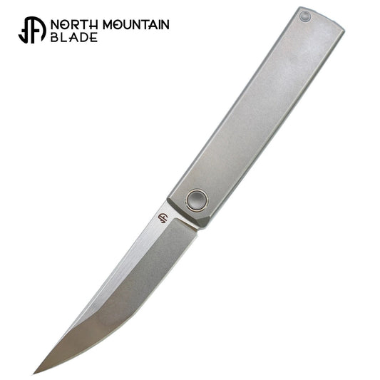 North Mountain Blade KAIKEN â€“ 3.5" M390 Tanto, Flat Titanium Handle & Titanium Clip