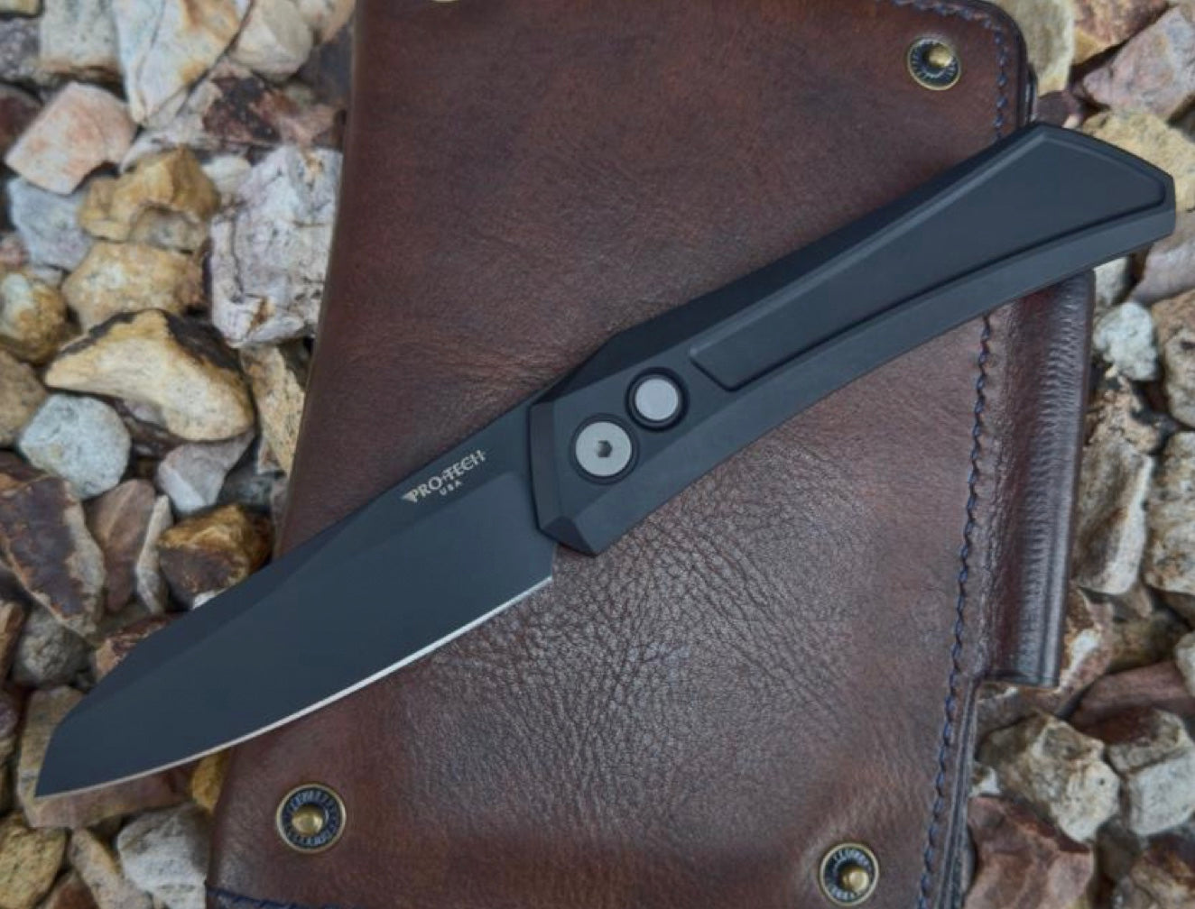 Pro-Tech Knives Oligarch DS103 DLC Black MAGNACUT Blade Black Aluminum Handles