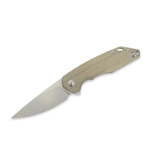 Giant Mouse ACE Corta 3.1in BÃƒÂ¶hler M390 Microclean Stainless Steel Green Canvas Micarta Handle