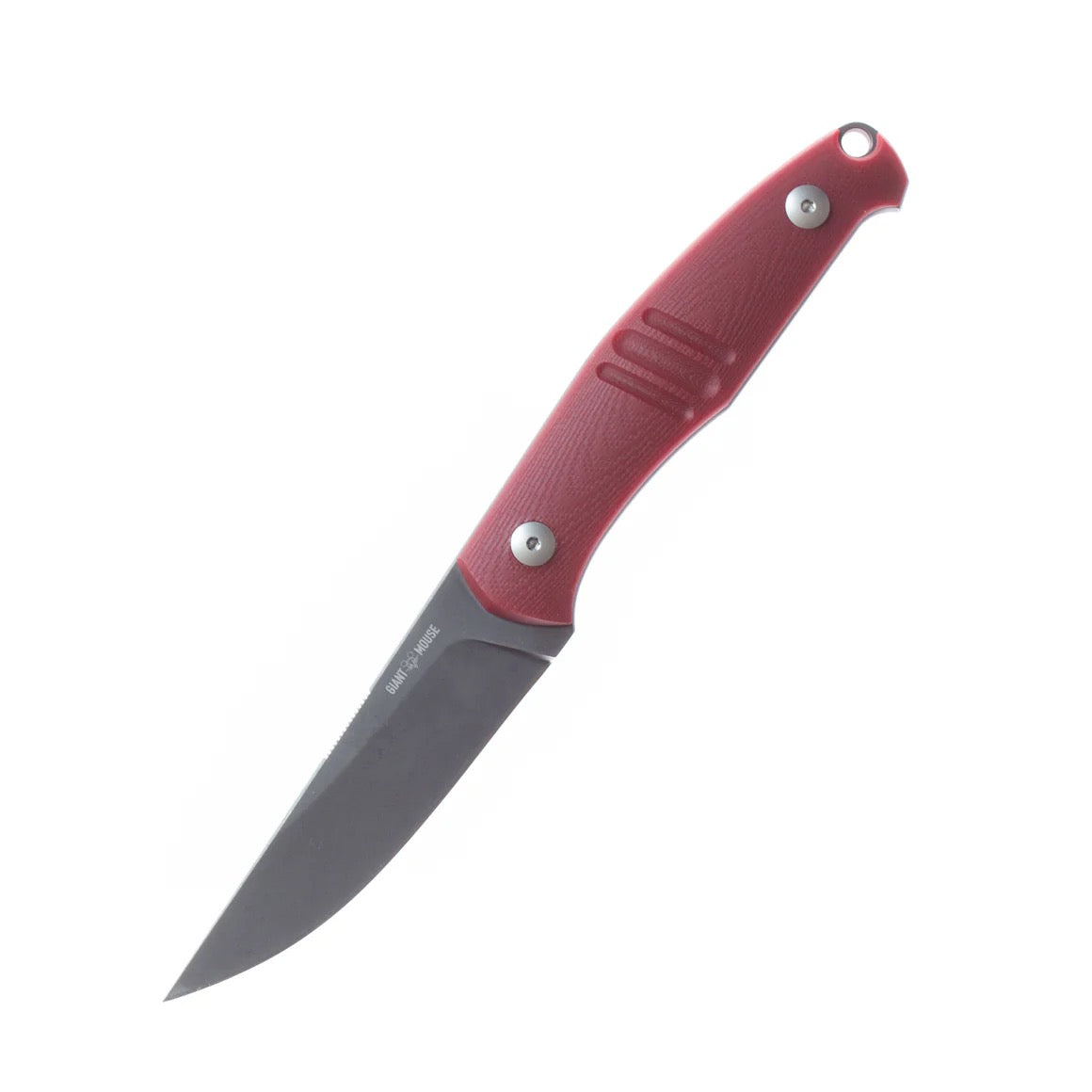 Giant Mouse GMF2-P-R 3.63in PVD N690 Fixed Blade Red G10 Handle Black Leather Sheath