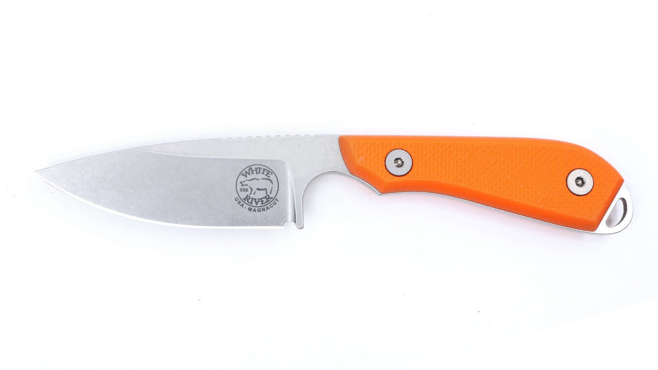 White River M1 Pro Fixed Blade 3in Magnacut Steel Orange Textured G10 Handles