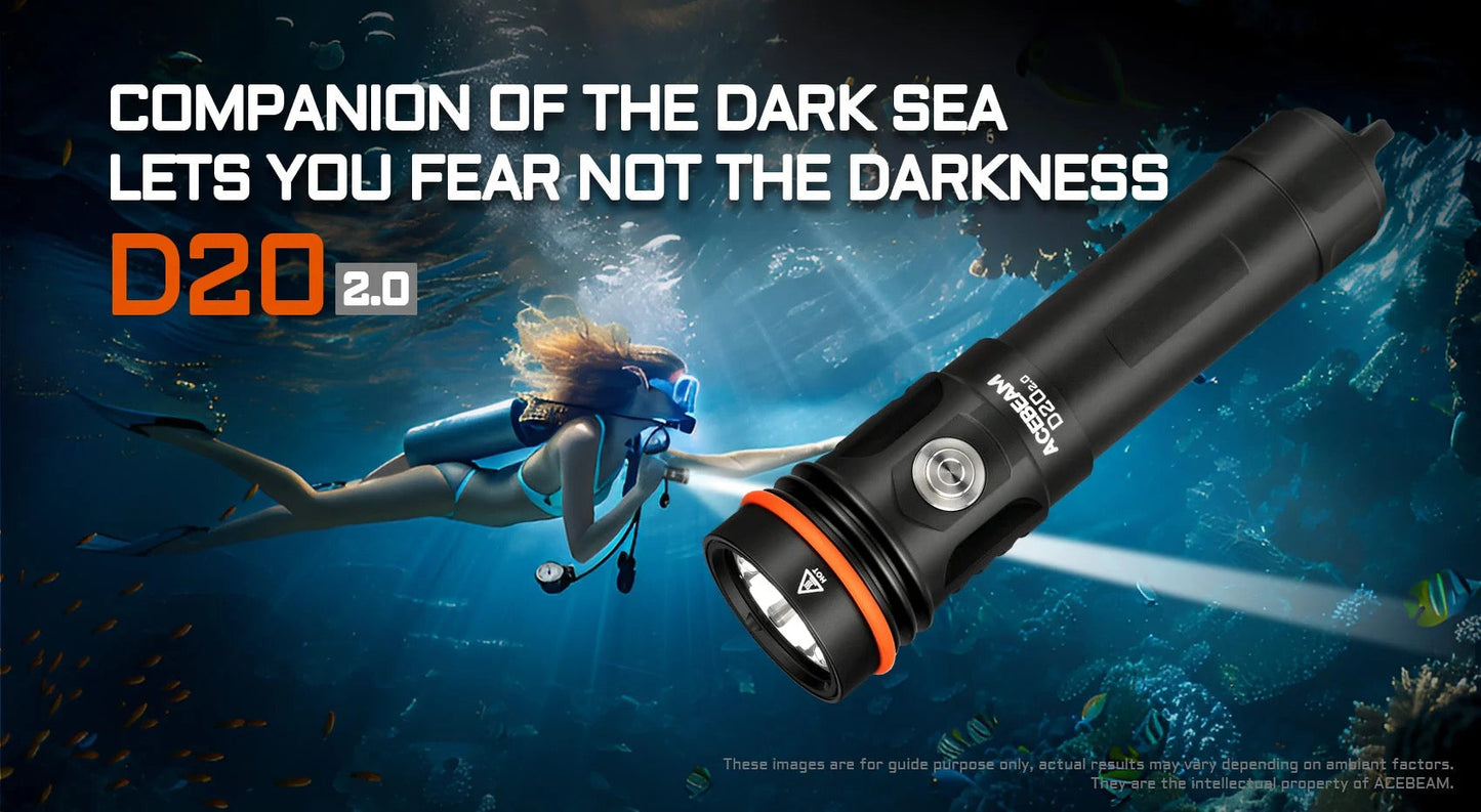 Acebeam D20 2.0 Dive Flashlight - SFT40 6500K Cool White 2200 lumens