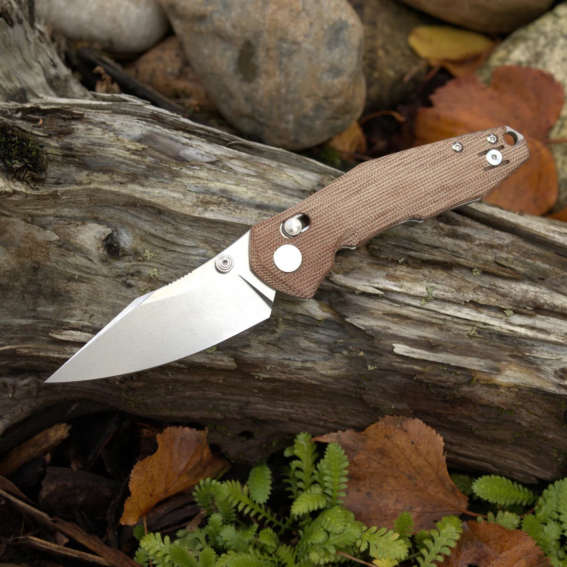 Giant Mouse ACE Nazca 3.15in Böhler M390 Microclean Stainless Steel Natural Canvas Micarta Handle