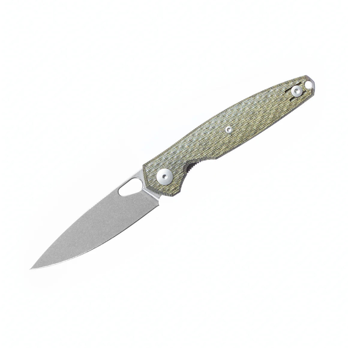 Giant Mouse ACE REO 3.32in Stonewashed CPM Magnacut Blade Green Canvas Micarta Handle