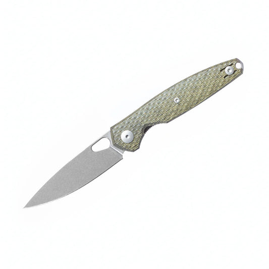 Giant Mouse ACE REO 3.32in Stonewashed CPM Magnacut Blade Green Canvas Micarta Handle