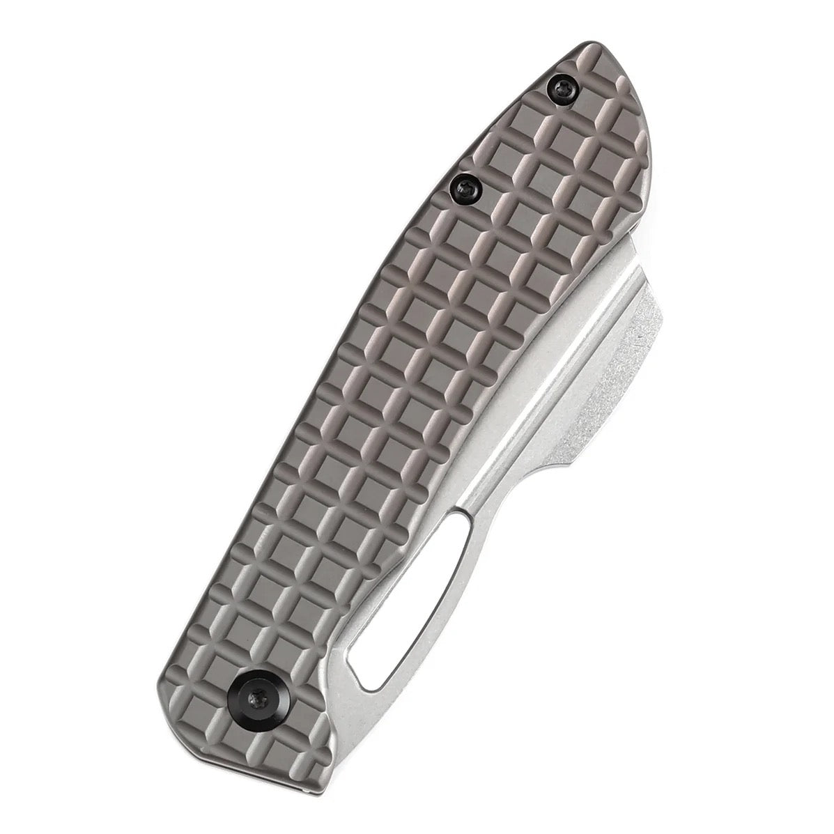 Kansept Cybin 3.29in S35VN Stonewashed Blade Bronzed Anodized Titanium Frag Pattern Handle - K1080A1