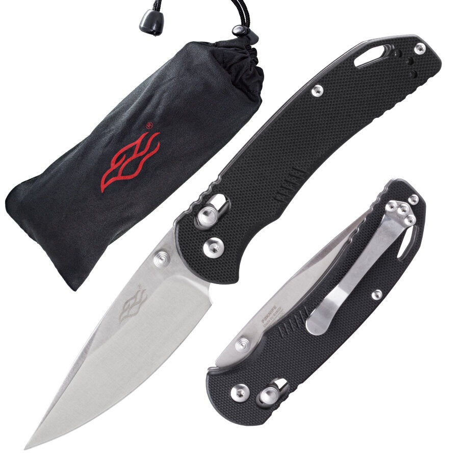 Ganzo Firebird F753M1-BK front view – 3.03″ satin 440C drop point folding knife