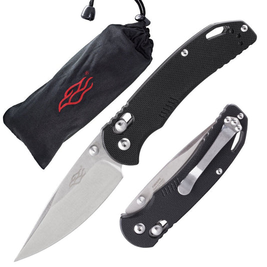 Ganzo Firebird F753M1-BK front view – 3.03″ satin 440C drop point folding knife