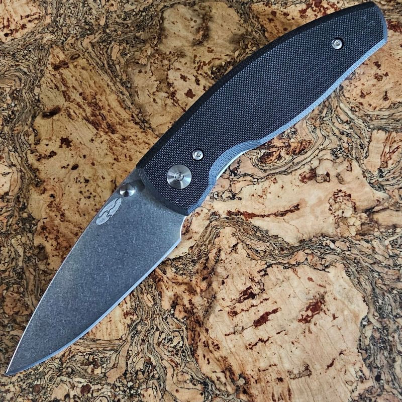 TRM Neutron 2 Framelock Folding Knife – 3.0″ CPM Magnacut Blade, Jet Black Medium Texture G10 & Titanium Frame