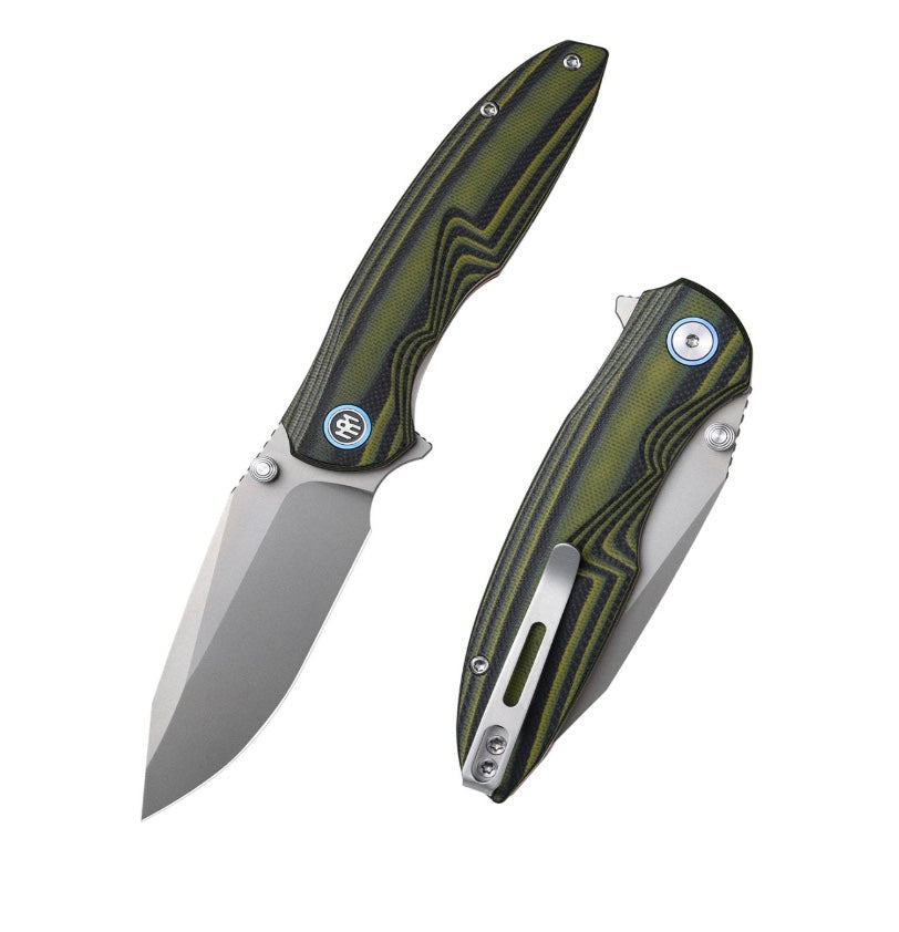 Remette Cool Whale RTCL-G1 folding knife – 3.15″ sandblasted 14C28N drop point, green textured G10