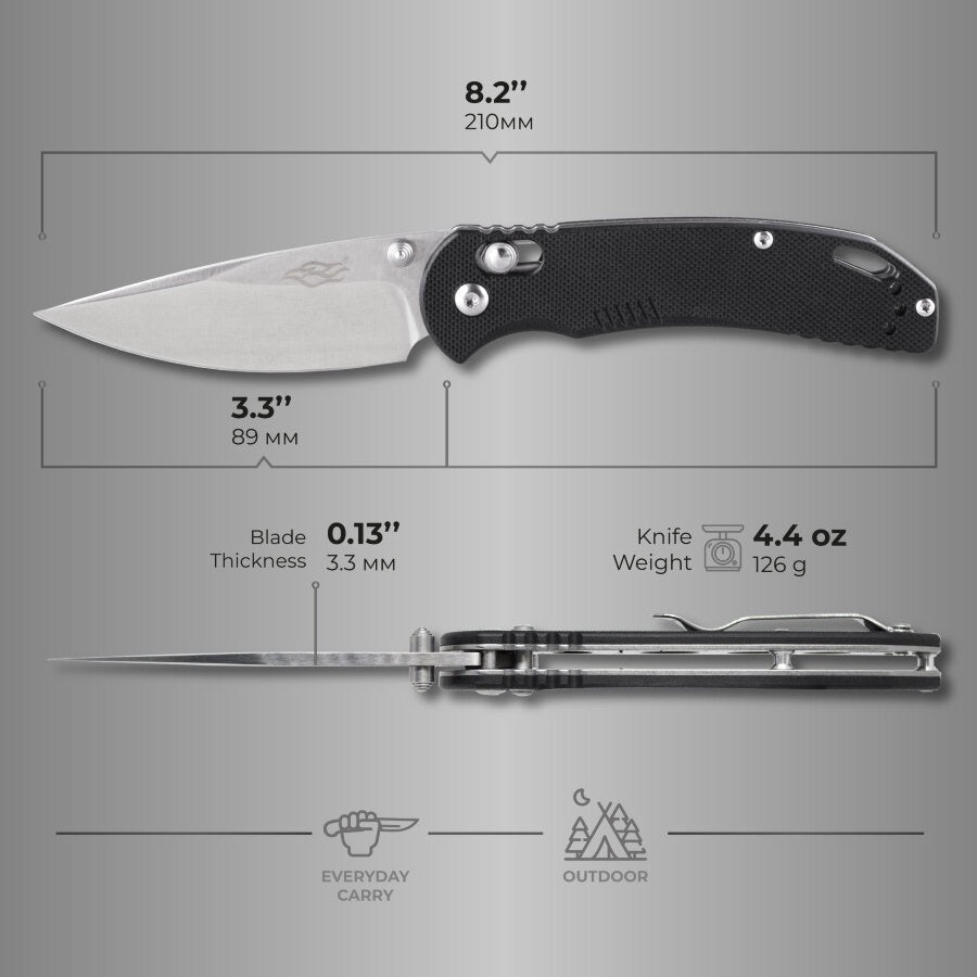 Ganzo Firebird F753M1-BK blade detail – satin 440C drop point