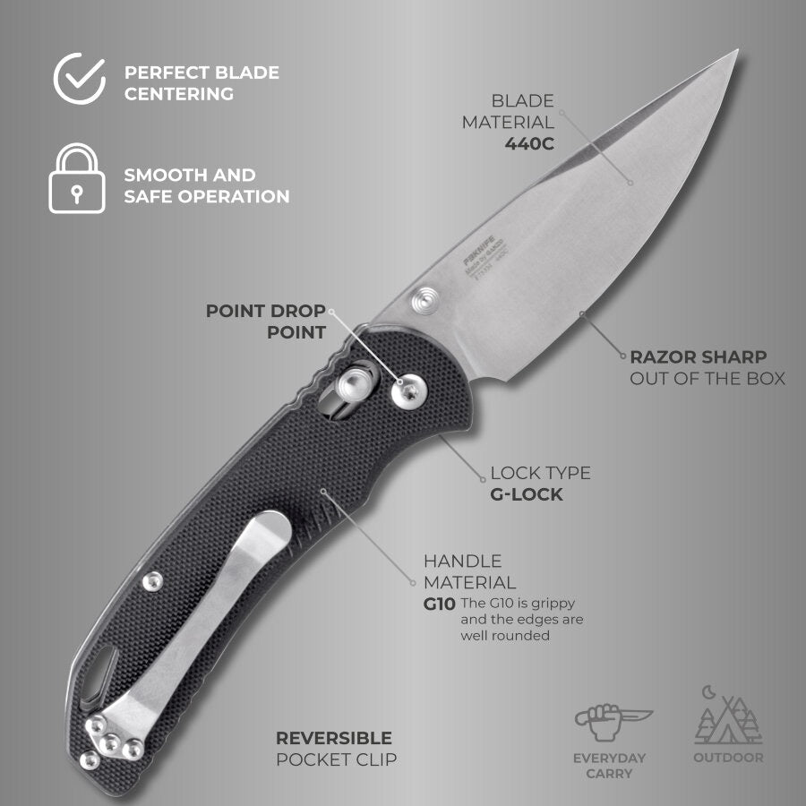 Ganzo Firebird F753M1-BK black G10 handle scales