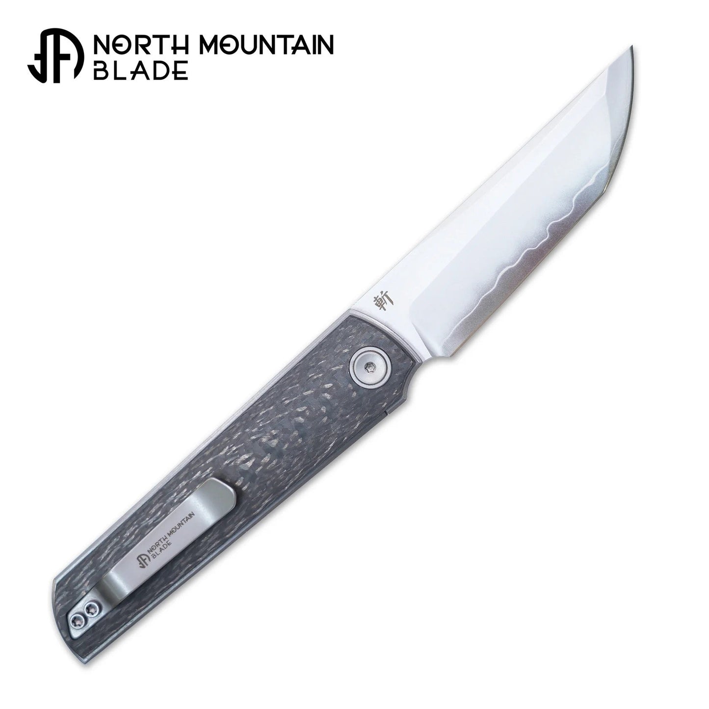 North Mountain Blade CHOP 4 2412-CF – SLD San Mai Japanese-Style Tanto, 3K Carbon Fiber, Front Flipper